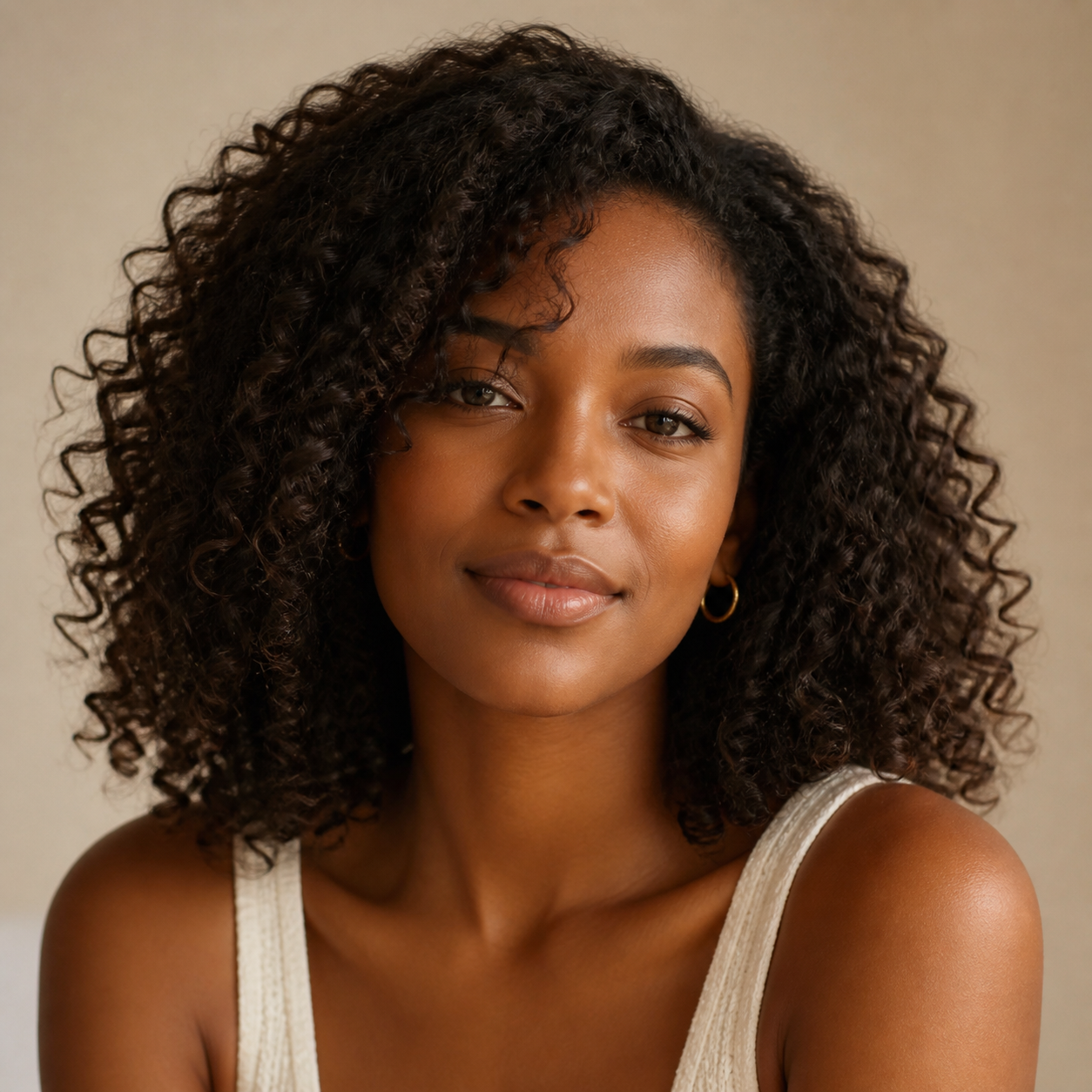 Femme noire aux cheveux bouclés
